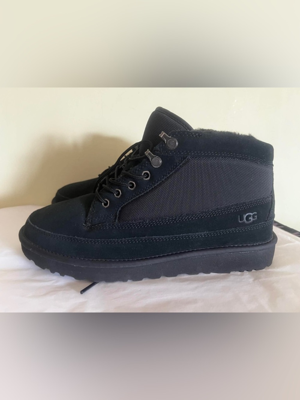 UGG Men's Black Lace-Up and Textile Ankle Boots